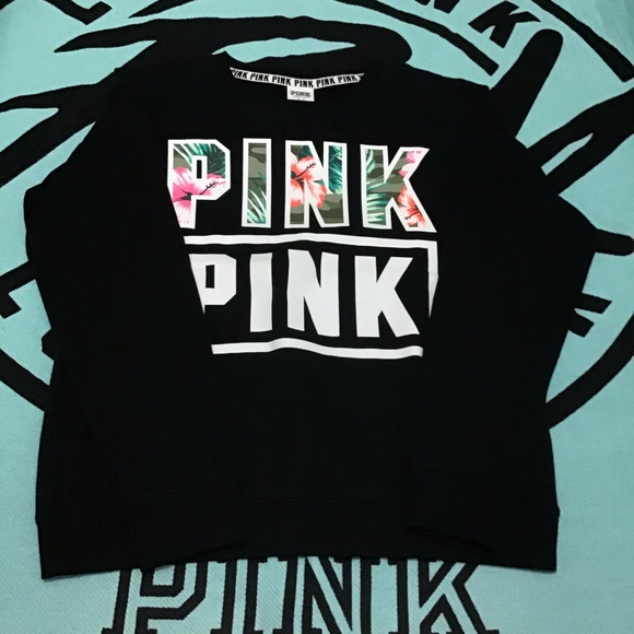 NEW PINK Victoria’s Secret Fleece Palm Floral Crew - Picture 13 of 15